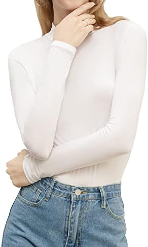Дамски Блузи с имитация на Turtlenecks YUZIBAO, Тениски Slim Fit с дълъг ръкав, Многослойни Върховете