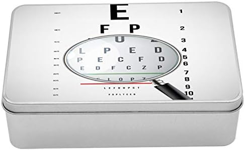 Метална кутия Ambesonne Eye Графика, Съвременно Увеличително Стъкло, За разглеждане, Многоцелеви Правоъгълен