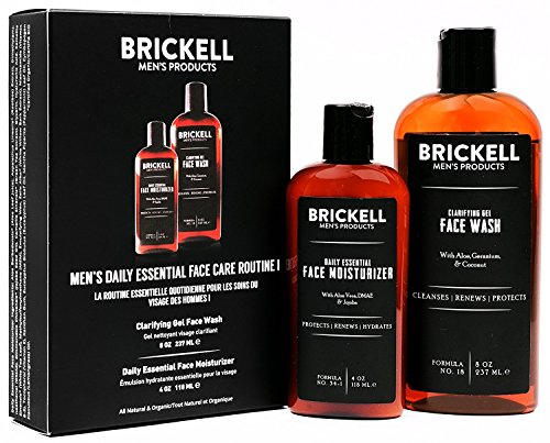 Brickell Men ' s Daily Essential Face Care Routine I, Гел За Измиване на лицето и Хидратиращ Лосион за лице,