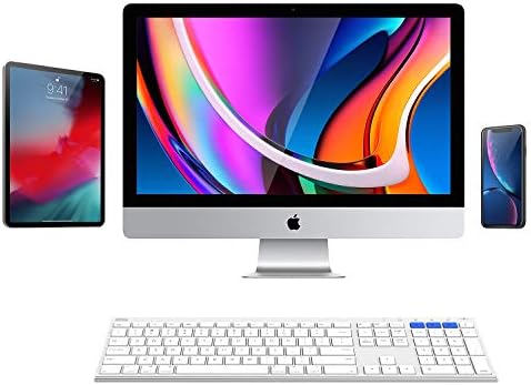 Arteck Bluetooth Клавиатура за Mac, iPad с няколко устройства, в пълен размер Безжична клавиатура от Неръждаема Стомана, Съвместима с iPad, iMac, Mac Mini, MacBook, iPhone, Mac OS, iOS, Вградена Аку?