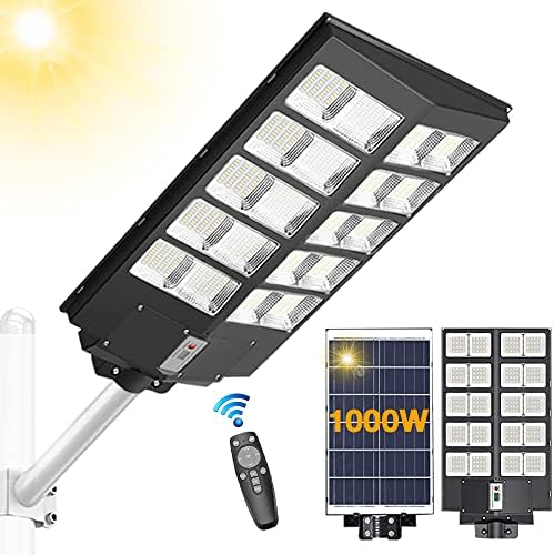 DupakSYS 1000W Слънчев Уличен фенер 80000LM от Здрач до Зори Външно Осветление, Водоустойчиви Прожектори за