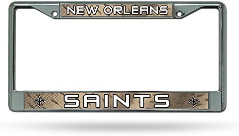 Rico Industries NFL New Orleans Saints 12 x 6 Сребристо-Хромирана Рамка Със Стикер За автомобил/Камион/suv,
