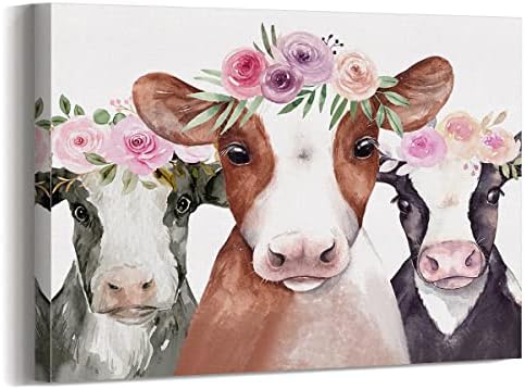 Фермата на Детска Живопис Монтиране на Изкуството на Една Животно Цветна Картина с изображение на Крава Плакат