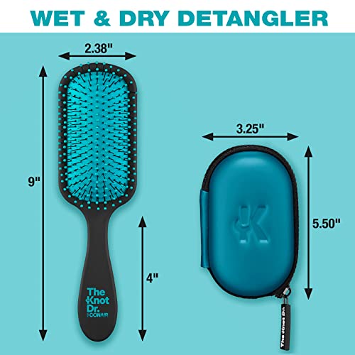 Четка за коса Knot Dr. for Conair, средство за мокър и сух разнищване с футляром за съхранение, Премахва възли