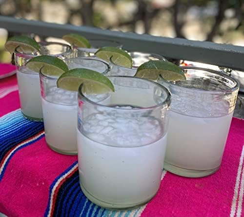 Мексикански чаши за пиене Dos Sueños ръчно выдувки – Комплект от 6 натурални Прозрачни чаши (по 10 грама всяка)